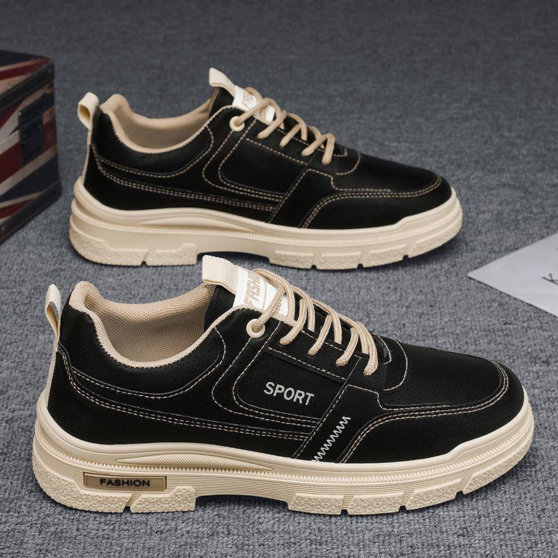 Men's Shoes for Spring Breathable New Trendy Versatile Casual Board Shoes for Men's Low Top Work Leather Martin Boots