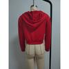Women Casual Hooded Zip Up Cropped Solid Slim Fit Long Sleeve Sweatshirt