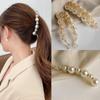 Pearl Banana Hair Clip Headdress Ins Pearl Banana Clip Vertical Clip Twist Ponytail Holder Hairpin Simple Style Hair Accessories