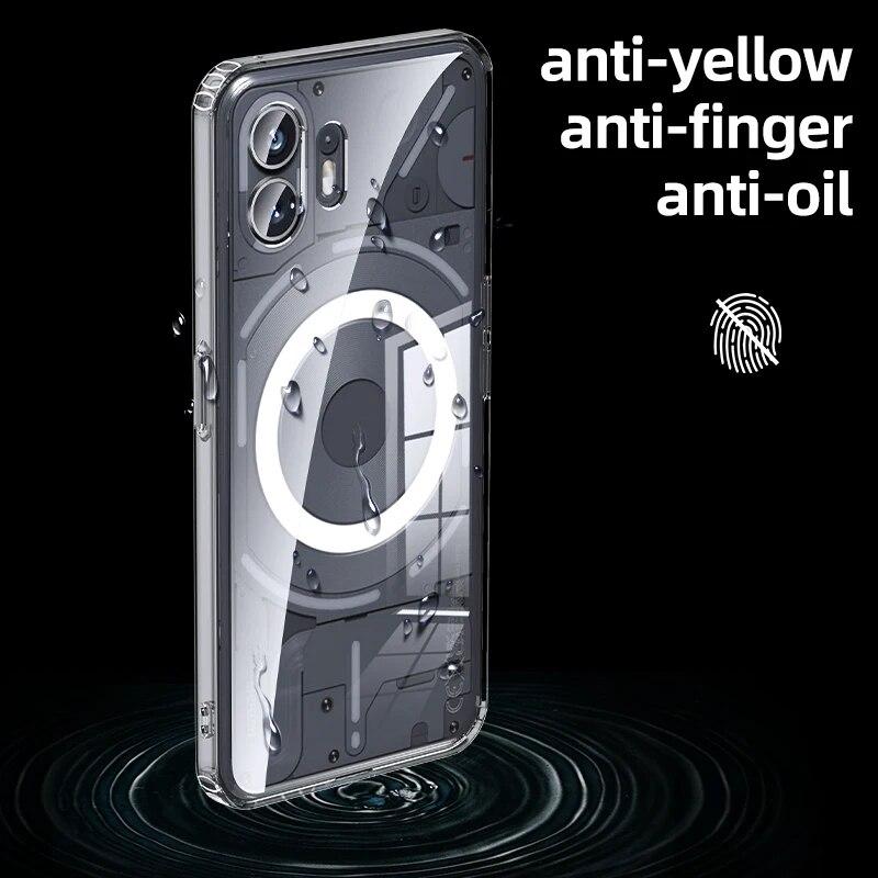 Матовый прозрачный магнитный чехол для беспроводной зарядки Magsafe For Nothing Phone 2A 2 1 Военная акриловая противоударная задняя крышка Shell for Nothing Phone 2