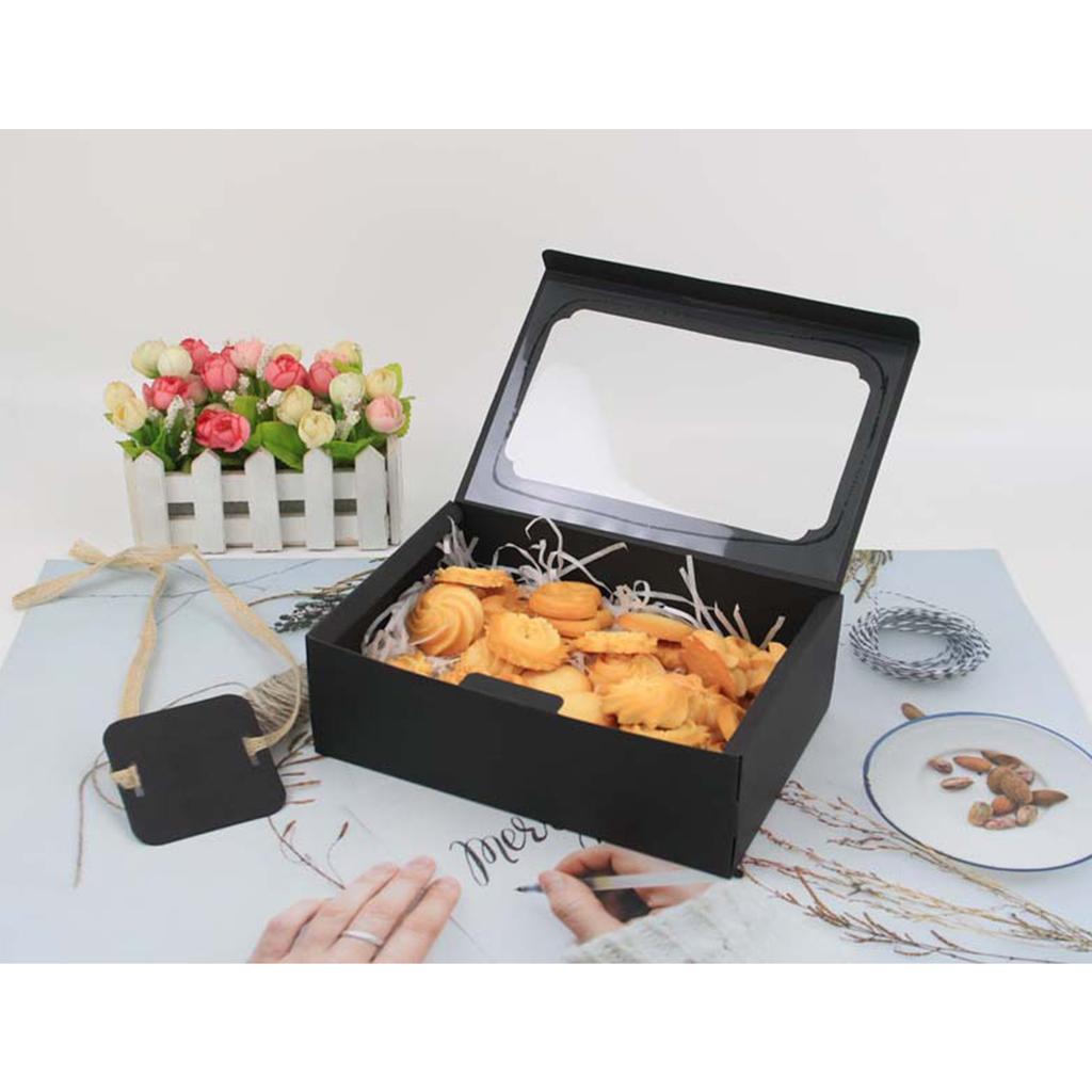 12PCS Large Paper Box with Clear Window Paper Bakery Box for Cake Candy Biscuits Cookies DIY Gifts Durable and Portable