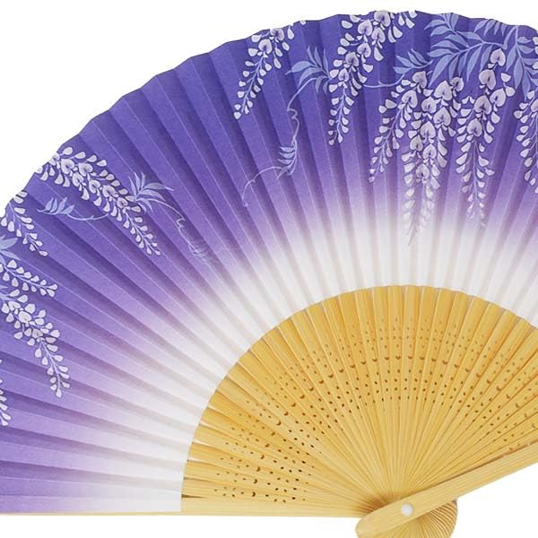 white bamboo with carved wisteria Women's fan, scented, design.