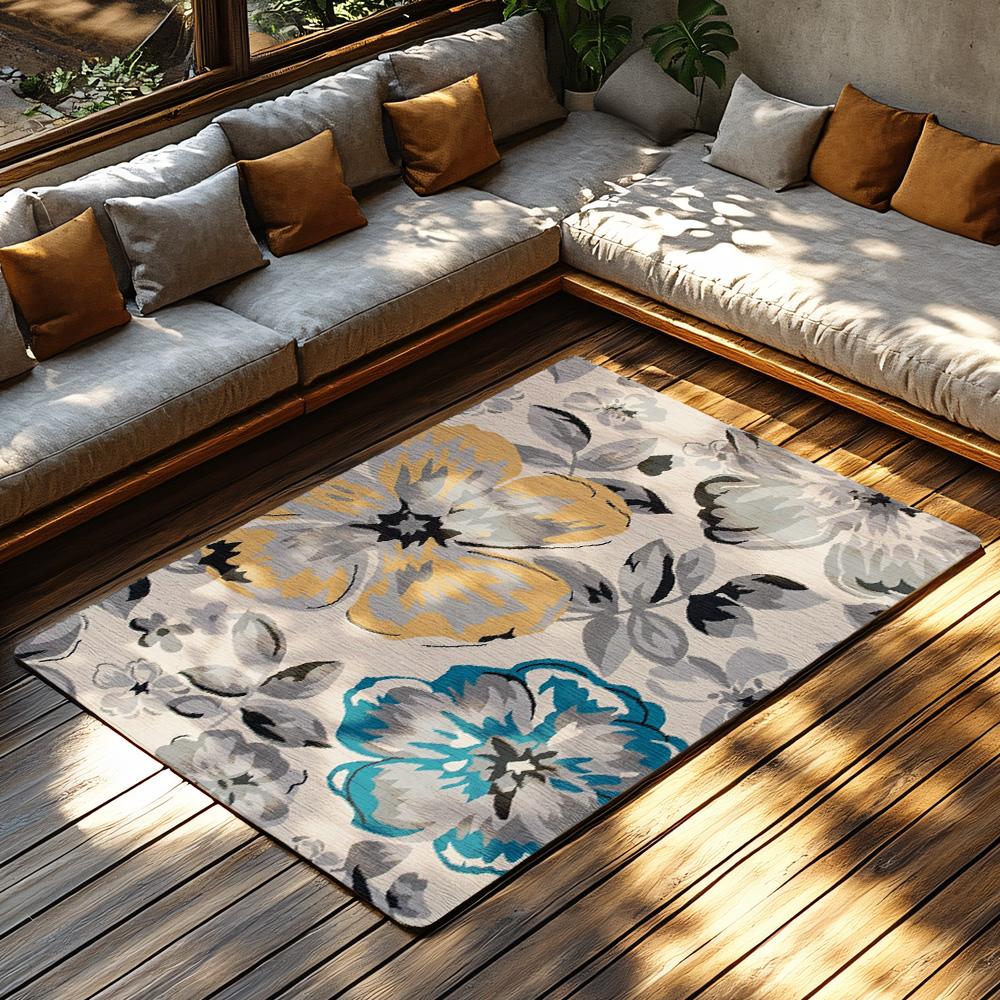 Кремовый цветочный богемный ковер, многоцветный узор, нескользящий ковер, уютный коврик для гостиной для винтажного домашнего декора