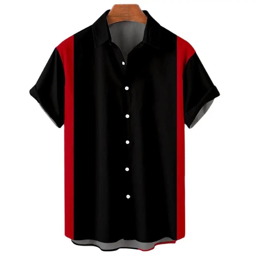 Модная мужская рубашка с принтом в виде шара для боулинга, летняя мужская одежда с короткими рукавами, свободная блузка на пуговицах, рубашки