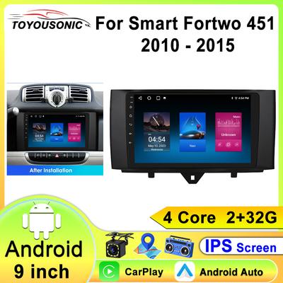 Для Smart Fortwo 451 2010-2015 Android 13 автомобильный радиоприемник мультимедиа видеоплеер беспроводной CarPlay 2 Din стерео GPS