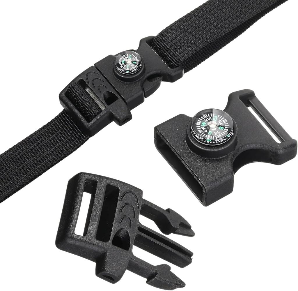 5 шт. в упаковке черный компас кремень скребок для розжига свисток пряжка пластиковый браслет из паракорда для кемпинга на открытом воздухе аварийные наборы для выживания в дороге (черный)