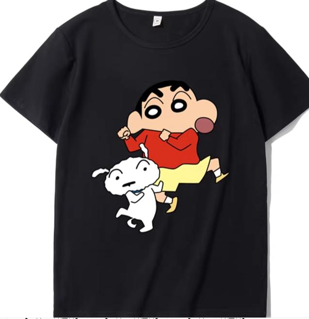 2026 Summer Comic Form Crayon Shinchan Image 100 Cotton Printed Oversize Casual Tshirt Adult Children Parentchild Top y2k