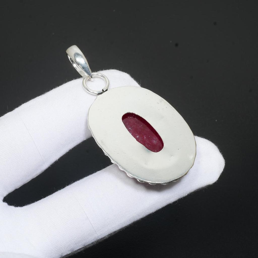 Ruby Gemstone Handmade 925 Sterling Silver Jewelry Pendant Designer Pendant Jewelry Ruby Gemstone Pendant For Gift