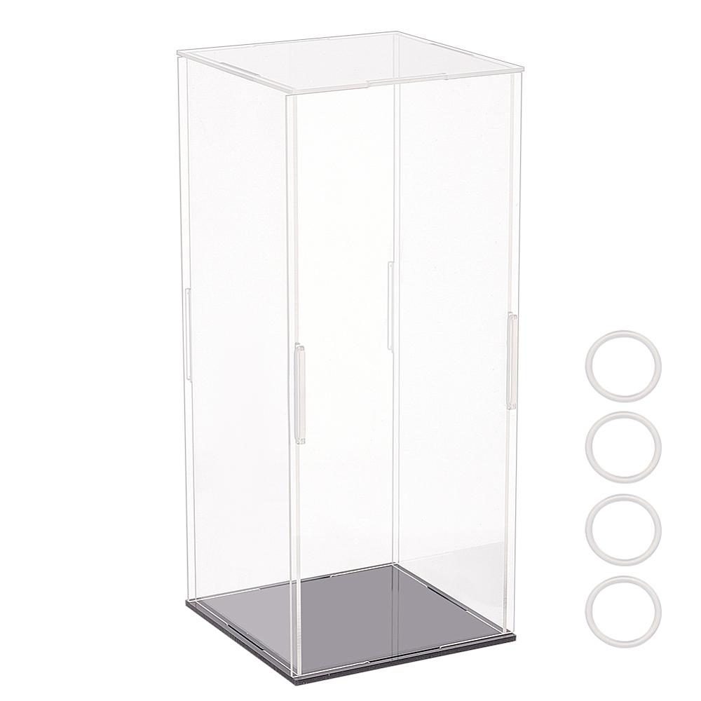 1set Rectangle Transparent Acrylic Minifigures Display boxes with Black Base for Models Building Blocks Display Holders Clear 11x11x25.5cm