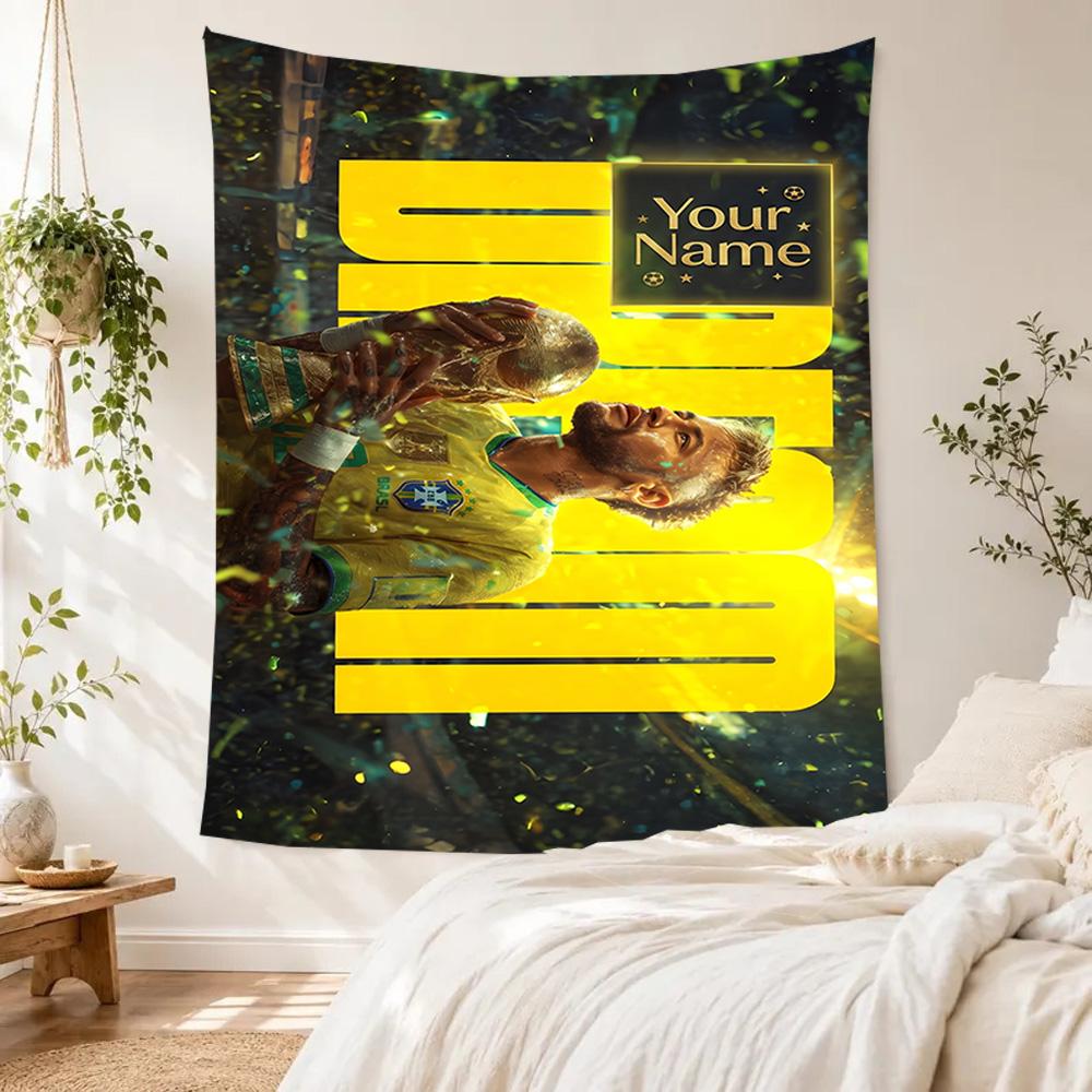 Star Neymar Wall Tapestry Psychedelic Art Made for Balcony Bedroom Living Room Multipurpose Vintage Wall Art Gift for Birthday
