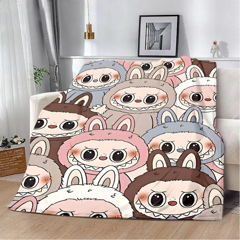 Милое мультяшное одеяло с принтом Лабубу, одеяла для пикника, теплое одеяло, мягкое и удобное одеяло для дома, путешествий, подарка на день рождения