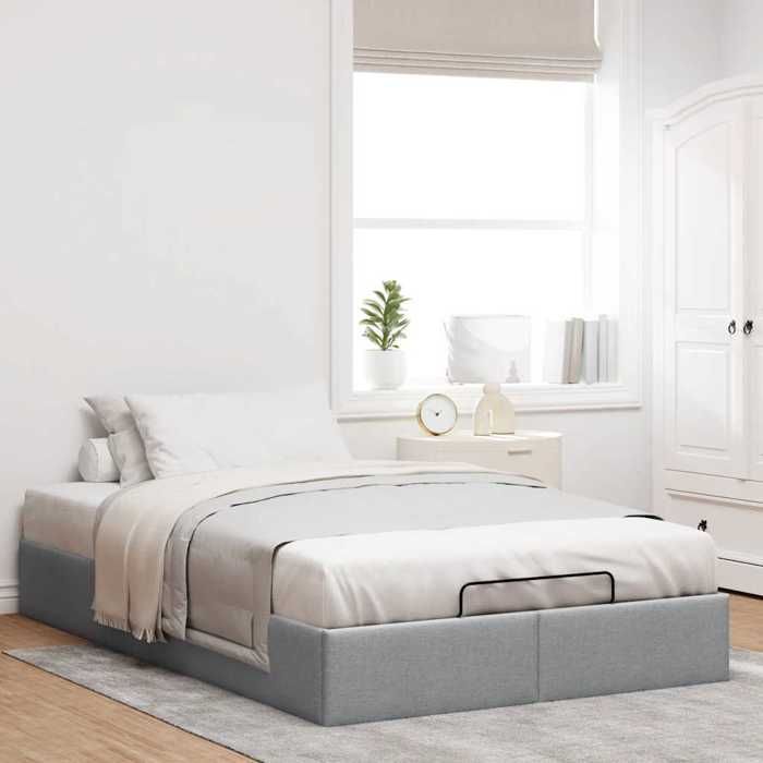 VidaXL Cadre de lit ottoman sans matelas gris clair 140x190 cm tissu, cadre de lit, cadre de lit rembourré, cadre de lit 3310875
