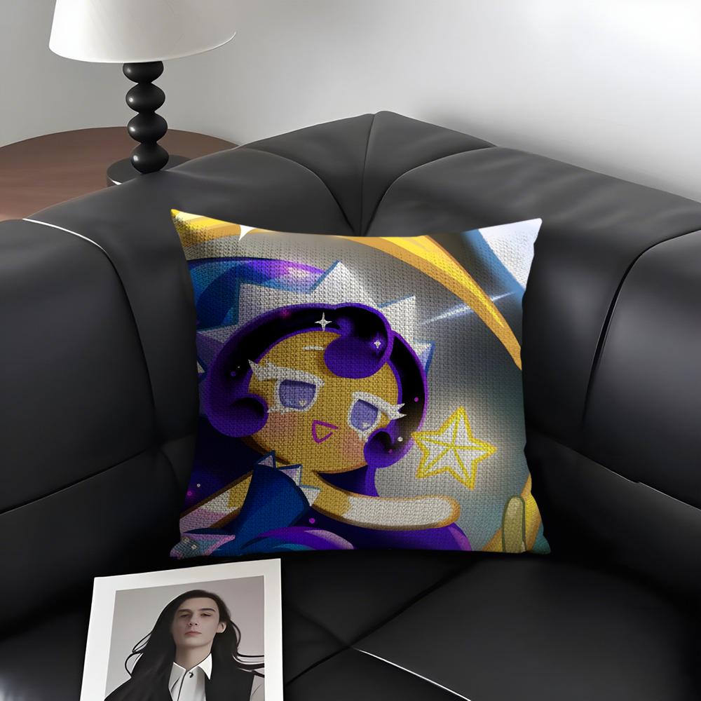 CCookie RunN Kingdom Cartoon Cushion Cover Natural Linen Organic Fabric DoubleSided Printing Sofa Home Decor Gift Pillow Case