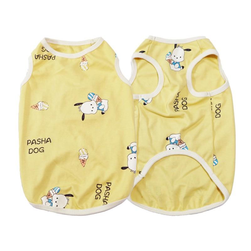 Cotton Pet Vest Small Dogs Lightweight Cartoon Print Dog Shirt Yellow Pink Green S To 7XL