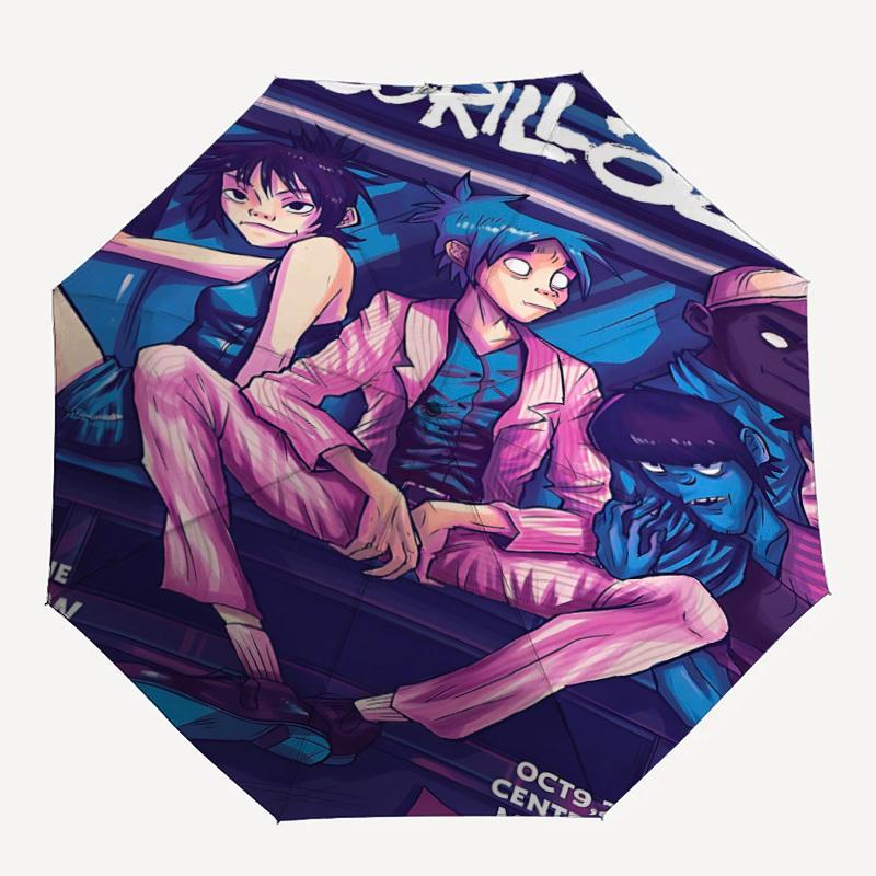 1 шт. Зонт Gorillaz, автоматический, с открытием/закрытием, 8 ребер, прочный каркас, компактный, для путешествий, для мужчин и женщин S1222044