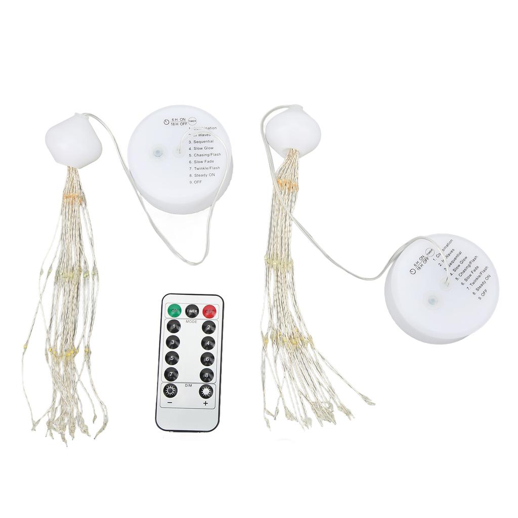 2Pcs LED Decorative Lights 8 Modes DIY Hanging Solar Decorative Lights with Remote Control for Outdoor Courtyard