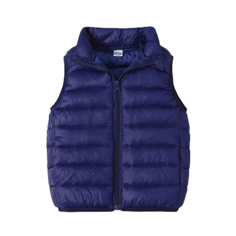 3-10 Years Kids Sleeveless Down Jackets Winter Warm Zipper Vest