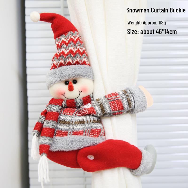 Knitted Santa Claus Curtain Holder Pendant for Christmas Decorations In Hotels