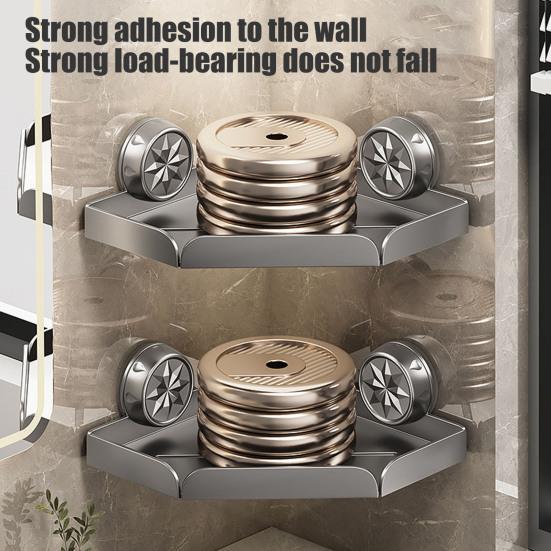 Угловая полка для душа с присоской, прочная несущая полка для душа с дренажными отверстиями