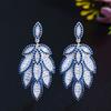 Celebrity Temperament Light Luxury Super Flash Zircon Inlaid Earrings Needle Heavy Industry Leaf Earrings Earrings