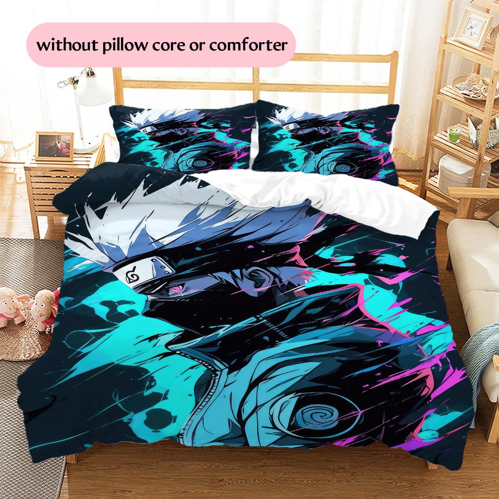 Хатаке Какаши Узор Наруто Постельное белье Домашний декор Подарок на день рождения (1 пододеяльник + 2 наволочки, без наполнителя)