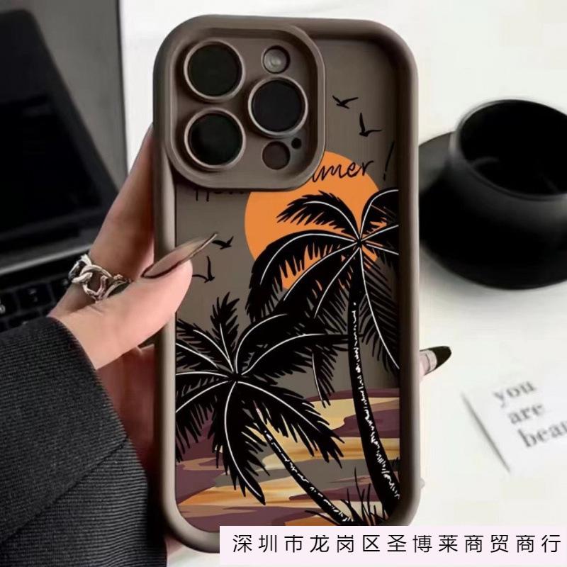 Закат с кокосом для чехла на мобильный телефон Apple 17promax iPhone17/16 силиконовый 15 мягкий 14plus противоударный 8