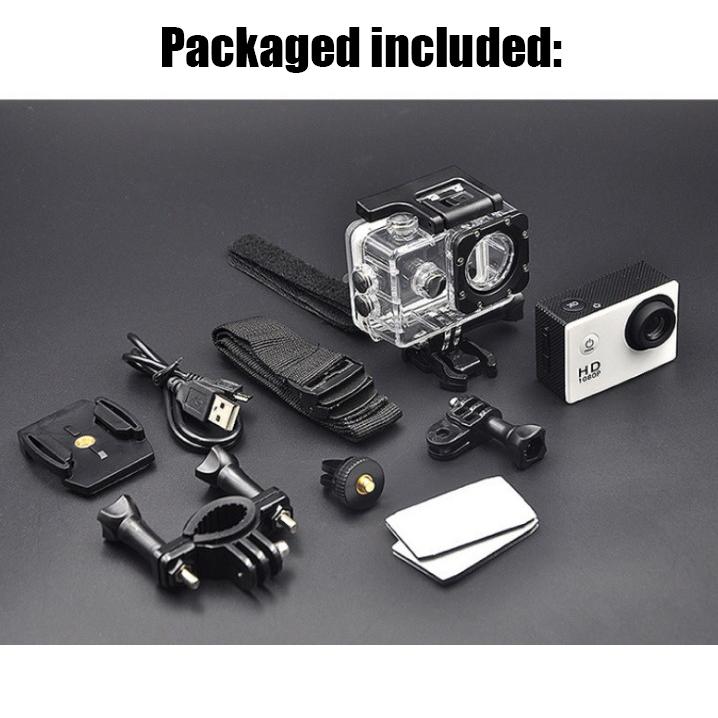 1080P Outdoor Sports Action Camera 30m Waterproof 12MP/5MP Extreme Sports Photography DV Sports Cam Camcorder for Surfing Parachuting Diving Skiing