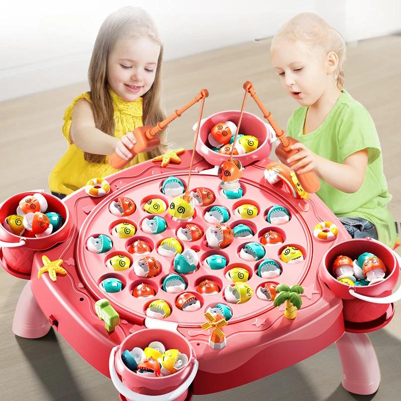 Kids Fishing Play for Children Electric Fishing Toy Have Music Spinning Game Fish Rod Education Baby 3 Year Gifts