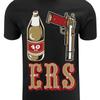 T Shirtbanc Unisexs Golden Empire Shirt 40 Oz Bottle 9 Mm Gold Gun Ers California Vintage Streetwear Breathable Casual