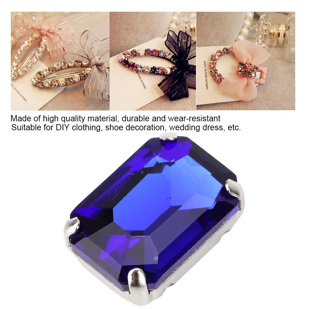 10 шт., прямоугольные швейные стразы, стеклянные хрустальные коготки, аксессуары для одежды «сделай сам» (синий)