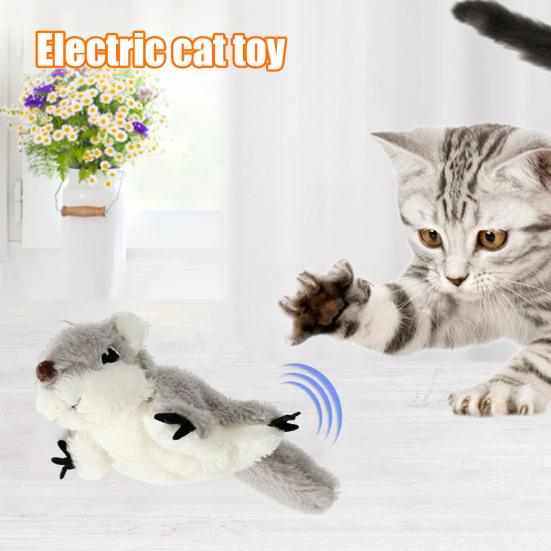 Электрическая игрушка для кошек, плюшевые животные-стимуляторы с вибрацией и щебечущим звуком, активируемая прикосновением, интерактивная игрушка-дразнилка для домашних кошек и собак