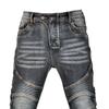 Mens Motorcycle Riding Pants With Kevlar Reinforcement Anti-Fall Stretch Fabric Retro Denim Style Protective Gear