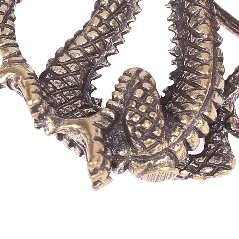 1Pc Antique Brass Ornament Chinese Mythical Animal Dragon Statue Copper Figures Miniatures Pure Brass Dragon Sculpture