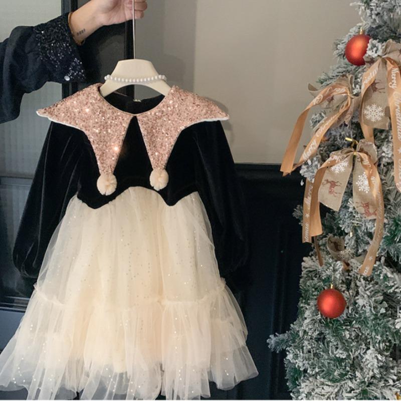 Winter Girls Fleece-lined Dress Birthday Dress Princess Dress