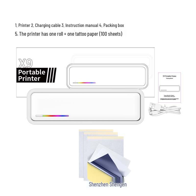 Мини-принтер A4, термо, Bluetooth, без чернил, для татуировок, документов, фотографий, офисных наклеек.
