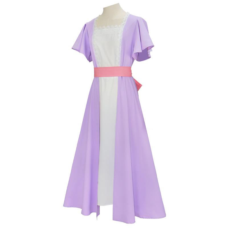Titanic Rose Women's Cosplay Costume Purple High-Waisted Retro Dress with Necklace for Halloween Party Makeup Ball Outfit