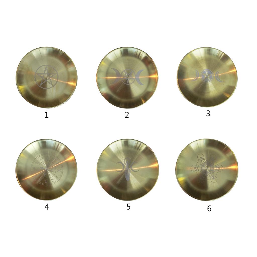 Пентаграмма Астрология Подсвечник Настольный Алтарь Тарелка Плитка Гадание Круглая Металлическая Тарелка Для Хранения Подсвечник Ритуальный Поднос