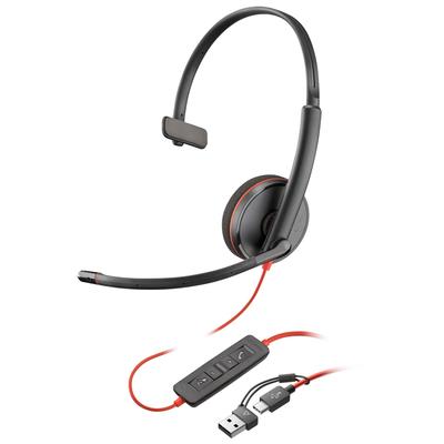 Проводная гарнитура Poly Blackwire 3210 для веб-конференций с Chromebooks, одна 9P7X7AA [Модель 2025] (USB-C и USB-A), Шумоподавление,