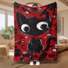 Base Bow Black Cat Skull Halloween Cartoon 2D Printed Flannel Blanket Soft Skin-Friendly Warm Throw Home Sofa Movie Napping Off