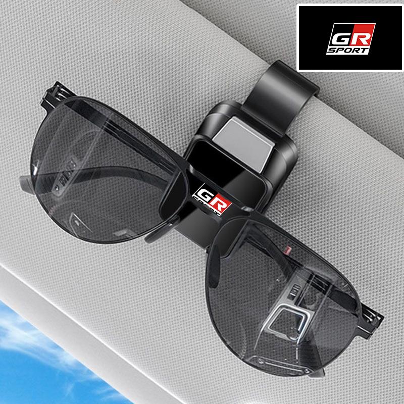 ADF3 Car Sun Visor Carbon Glasses Sunglasses Clip Holder case Storage for Toyota RAV4 Hilux Corolla Yaris Cross GR SPORT accessories