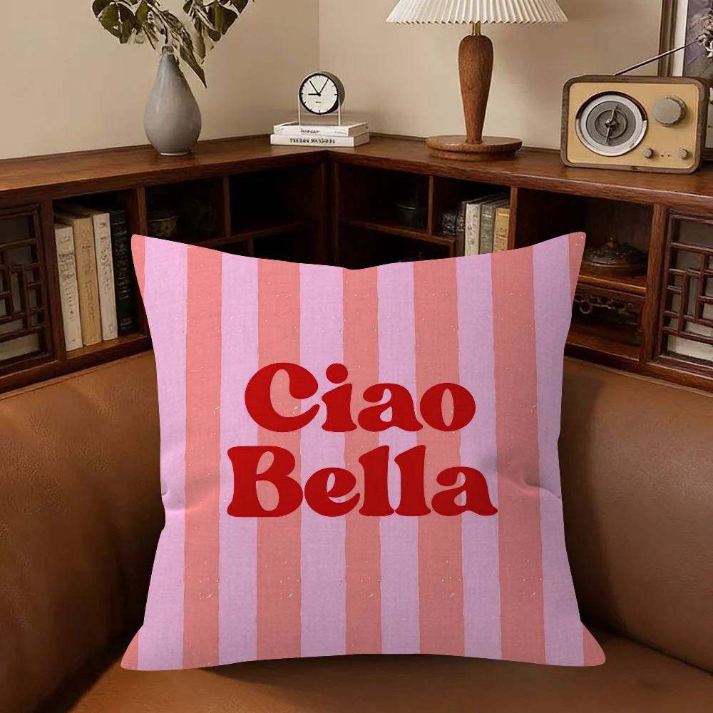 Ciao Bella Итальянская цитата Плед   Наволочка для подушки Чехол для автомобильной подушки на диван Автомобильный Рождественский подарок