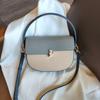 New genuine leather women's bag, top-grain cowhide color-block saddle bag, textured, versatile, niche, single-shoulder, crossbody, underarm bag