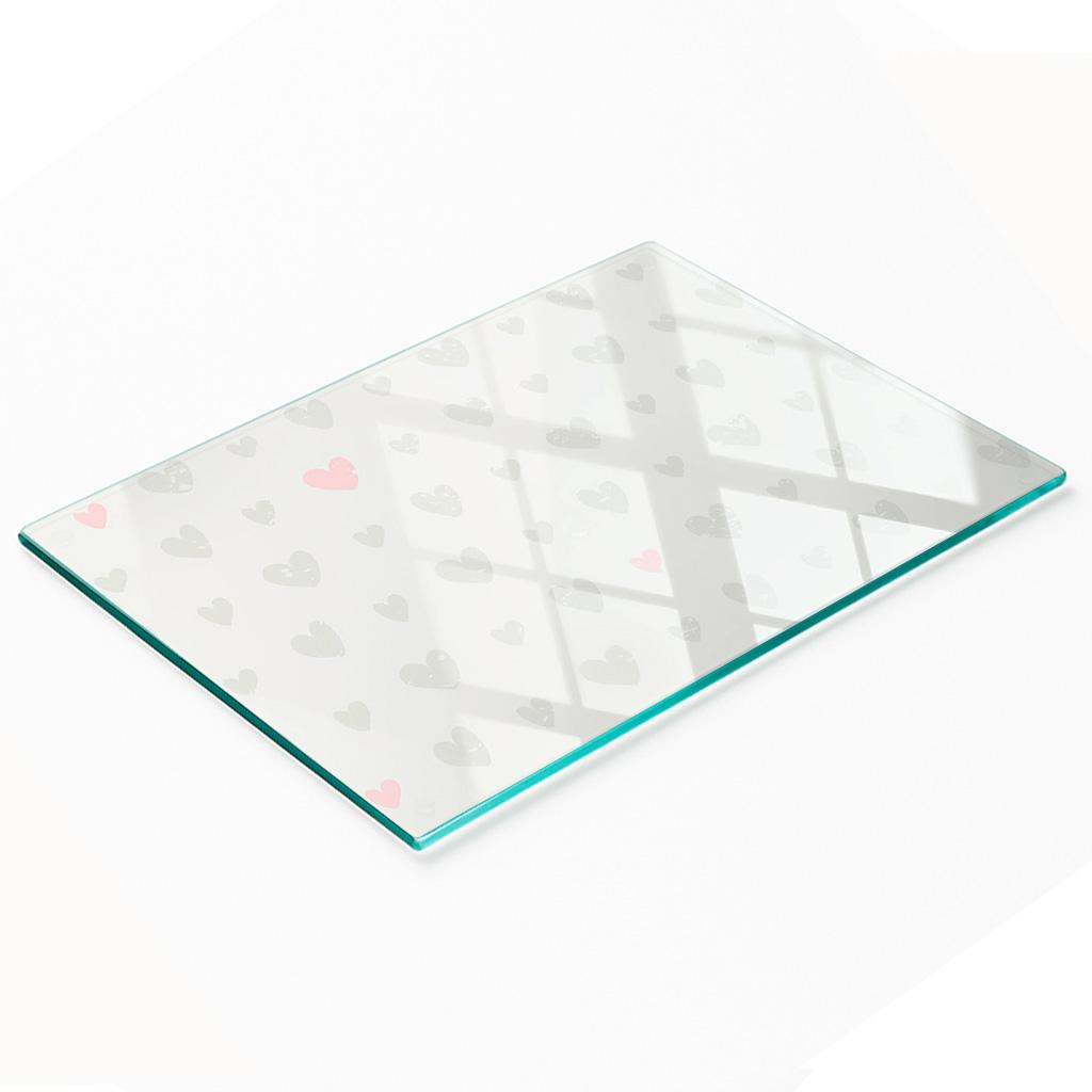 Decorative Tempered Glass Kitchen Chopping Board with Heart Background 80x52 cm