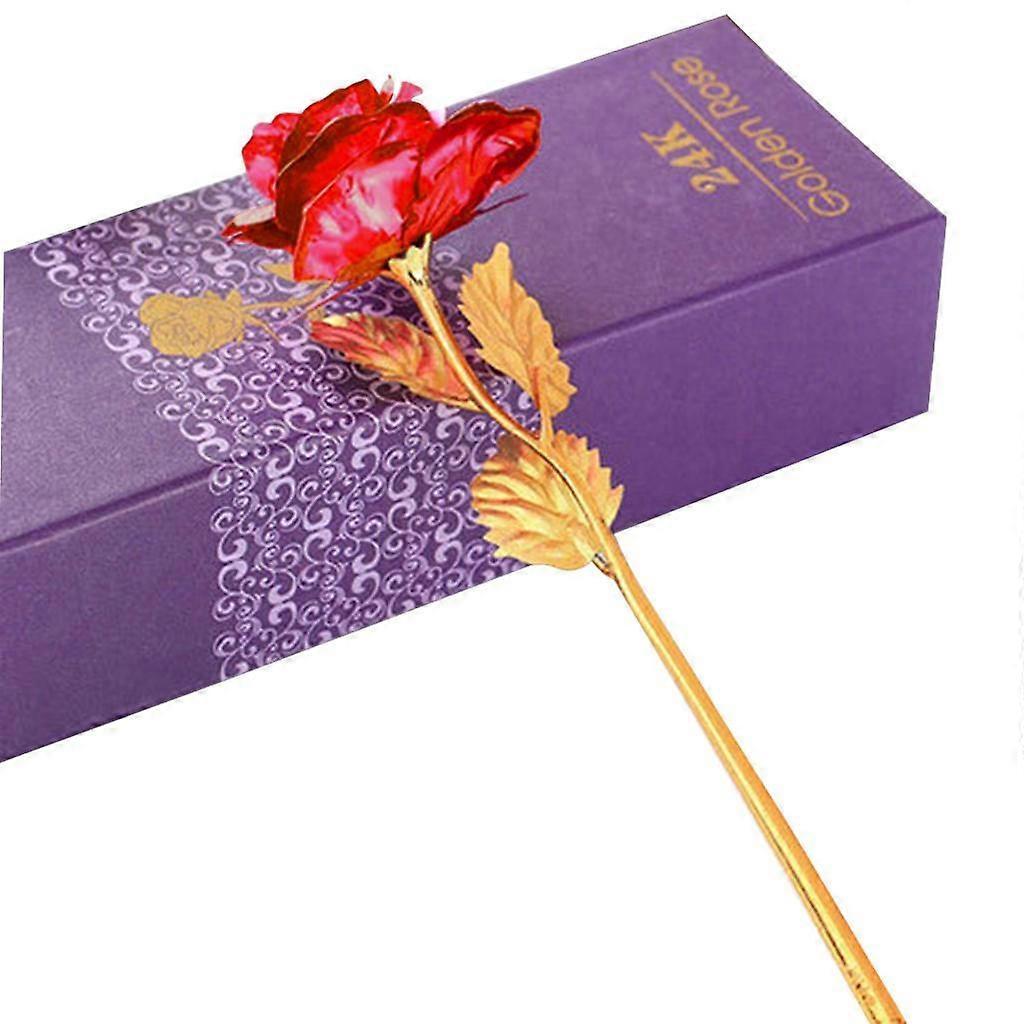 24K Gold Forever Rose Artificial Dipped Flower Valentine's Day Gift for Her Red