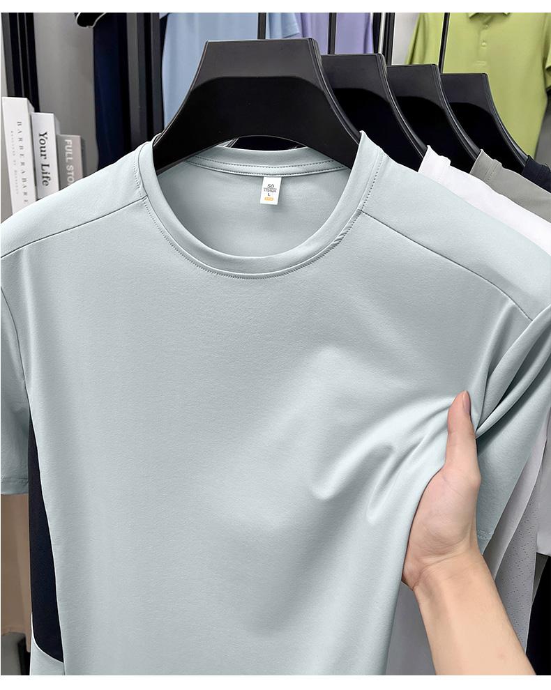 Men's Quick Drying Breathable Nylon Ammonia Splicing Round Neck Short-Sleeved T-Shirt