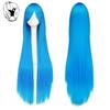 QQXCAIW Косплей100 см Длинные синие парики из синтетических волос Хэллоуин Аниме Костюм Прямой термостойкий парик