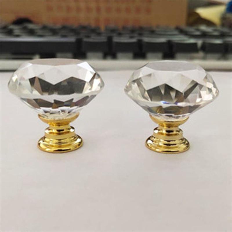 Cupboard Drawer Single Hole Handle Screw Handle Transparent Color Diamond Crystal Furniture Hardware Small Handle