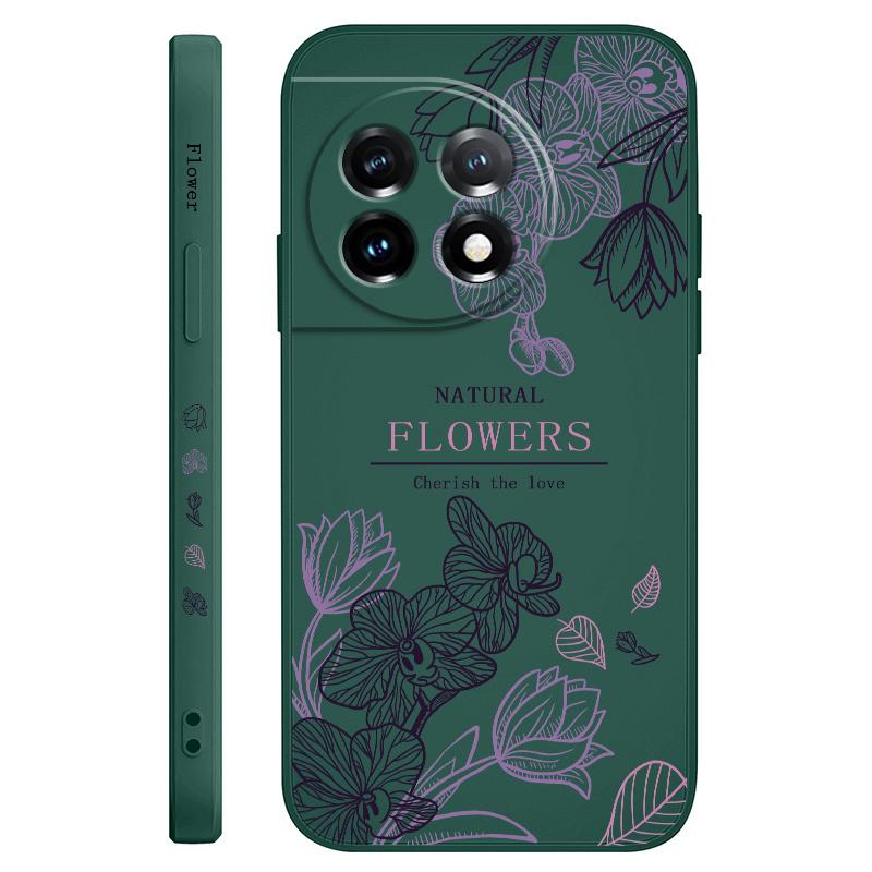 Чехол для телефона с цветочным языком для Oneplus 13 13R 12 12R 11 11R 10 10R 10T 9R 9RT 9 8T 8 7 7T Pro 5G Жидкий силиконовый чехол