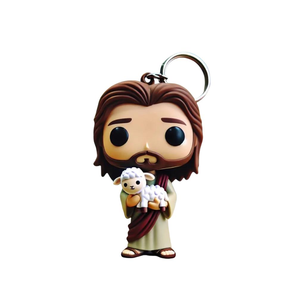 Портативный брелок с фигуркой Иисуса Акриловый изысканный брелок Иисуса для ключей, сумок и декора автомобиля Религиозный подарок для верующих