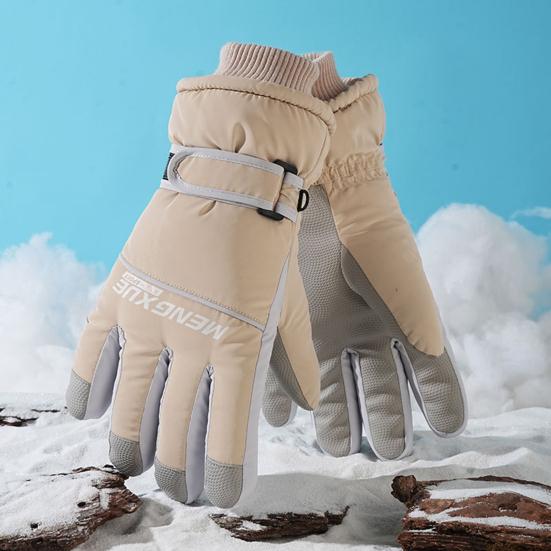 Зимние термоперчатки Водонепроницаемые ветрозащитные перчатки для сенсорных экранов с удлиненными манжетами Подкладка из бархата Теплые